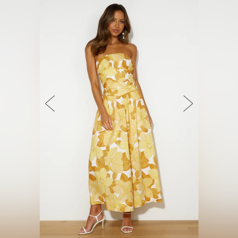 NWT Hello Molly Yellow Midi Dress - Size Small (S)